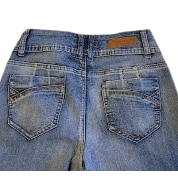 ABM Jeans -Low Rise Skinny Double Button Fly Slightly Distressed Jeans - SZ 7 - Picture 7 of 14